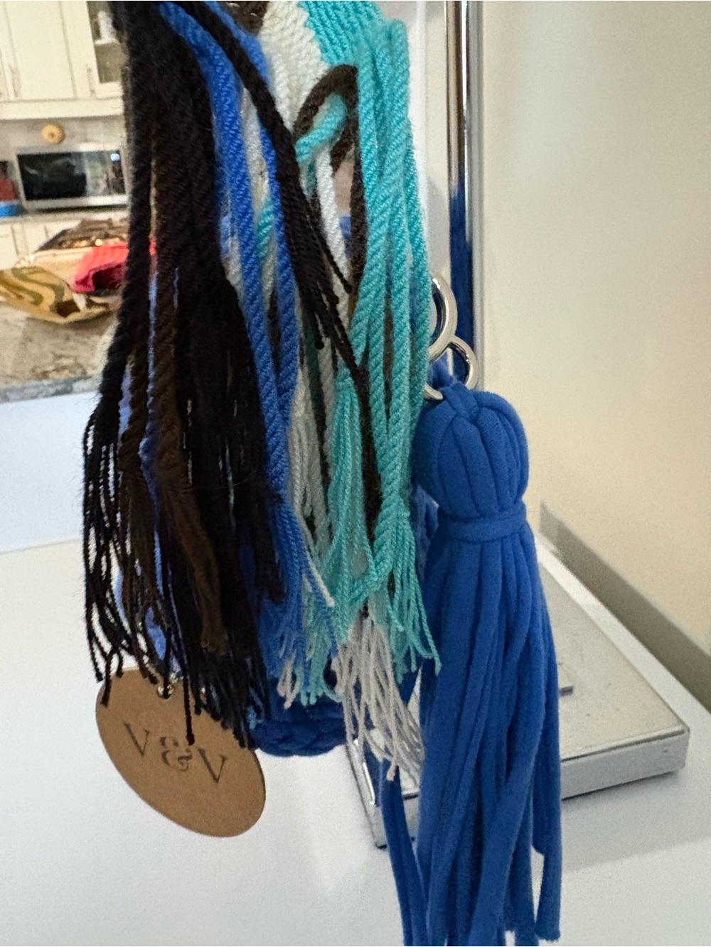 Brand New Vanessa Vinces aBlue Multi-Tone Tassel Bag Charm - Blue & Teal Accent